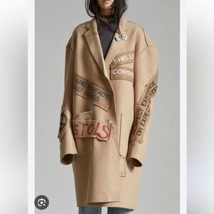 R13 Oversized Jacket Graffiti Wool Punk Rock Coat